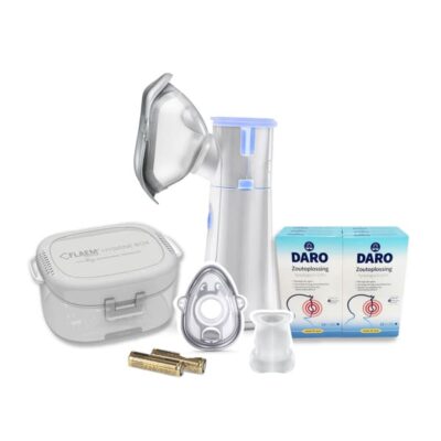 startpakket vernevelaar_Neb-Aid compressor vernevelaar met zout apmullen en schoonmaak hygiene box_product
